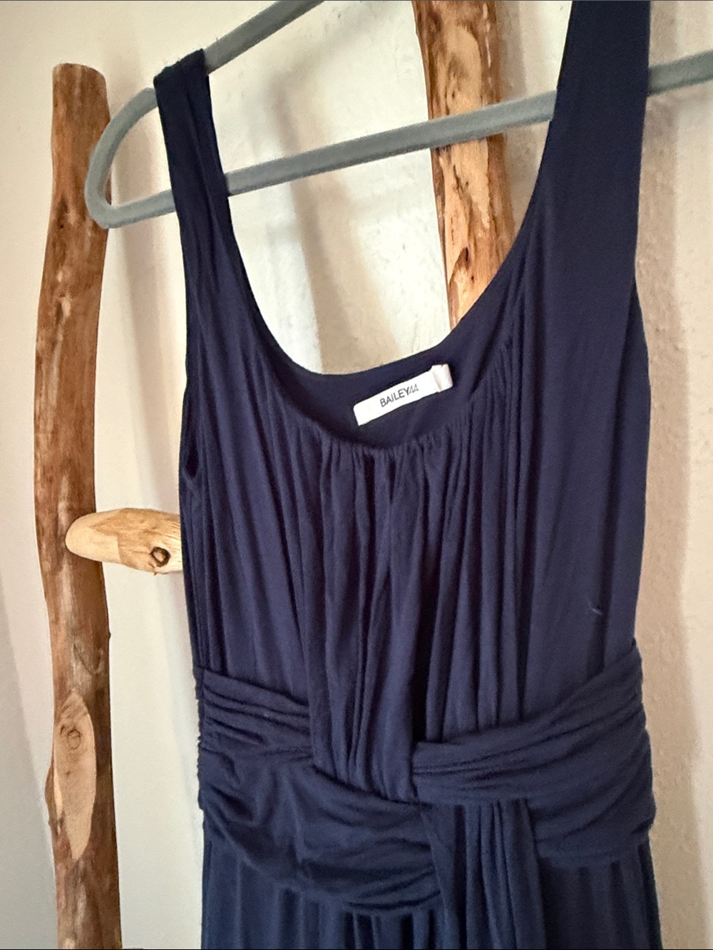 Bailey 44 Navy Sleeveless Grecian Stretch Knit Maxi Dress with Woven Waist Small - Picture 3 of 6